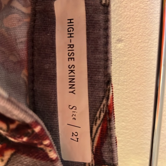 Pilcro Letterpress floral velvet cord high rise skinny pants - Picture 4 of 8